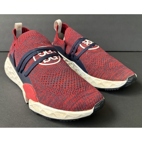 G/FORE Golf Shoes Mens Size 11 Red Navy Knit Slip On Spikeless Sneakers‎